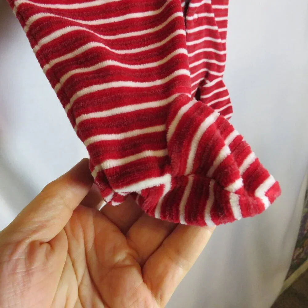 Baby First Christmas Red & White Striped Footed Bodysuit & Embroidered Bib